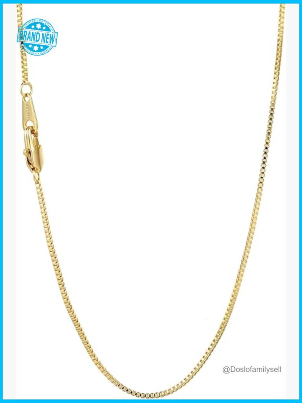 14k Gold Box Chain Necklace Dainty Unisex Classic Minimalist Sweat Proof